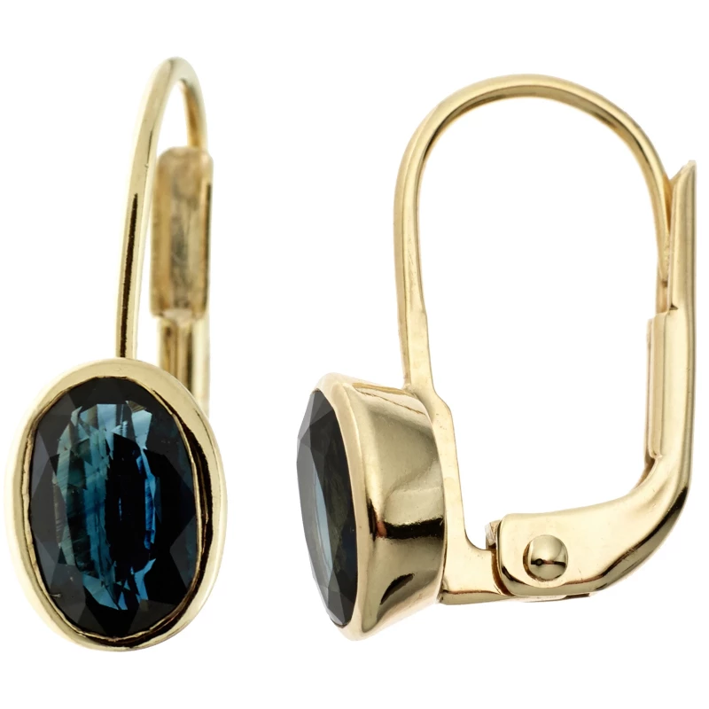 333 Gold Ohrhänger mit leuchtend blauen Saphir Steinen 8 Karat