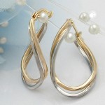 Creolen aus 375 Gelbgold und Weißgold bicolor 22 x 15 mm