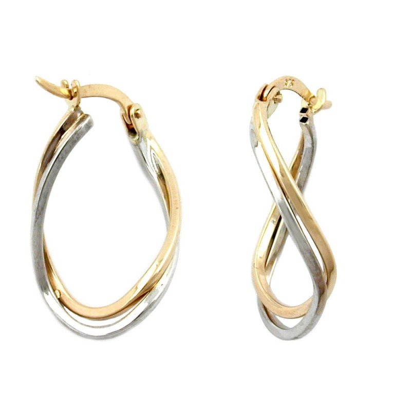 Creolen aus 375 Gelbgold und Weißgold bicolor 22 x 15 mm