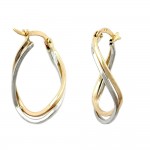 Creolen aus 375 Gelbgold und Weißgold bicolor 22 x 15 mm
