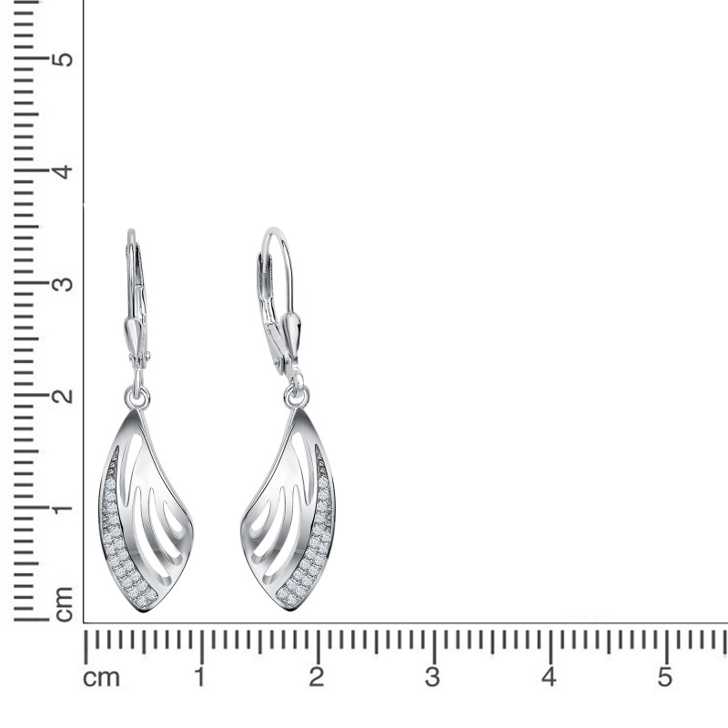 925 Silber Ohrhänger mit sehr schöner Form 36 Zirkonias 3,7 cm