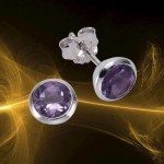925 Sterling Silber Ohrstecker mit einem Amethyst von ZEEme