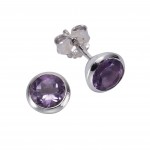925 Sterling Silber Ohrstecker mit einem Amethyst von ZEEme