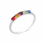 925 Sterling Silber Ring mit bunten Kristall Steinen