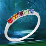 925 Sterling Silber Ring mit bunten Kristall Steinen