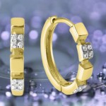 375 Gelbgold Creolen im Rastermuster abwechselnd Zirkonia/ Gold