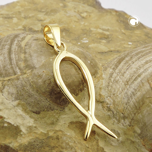 Anhänger Fisch Symbol 375 Gelbgold