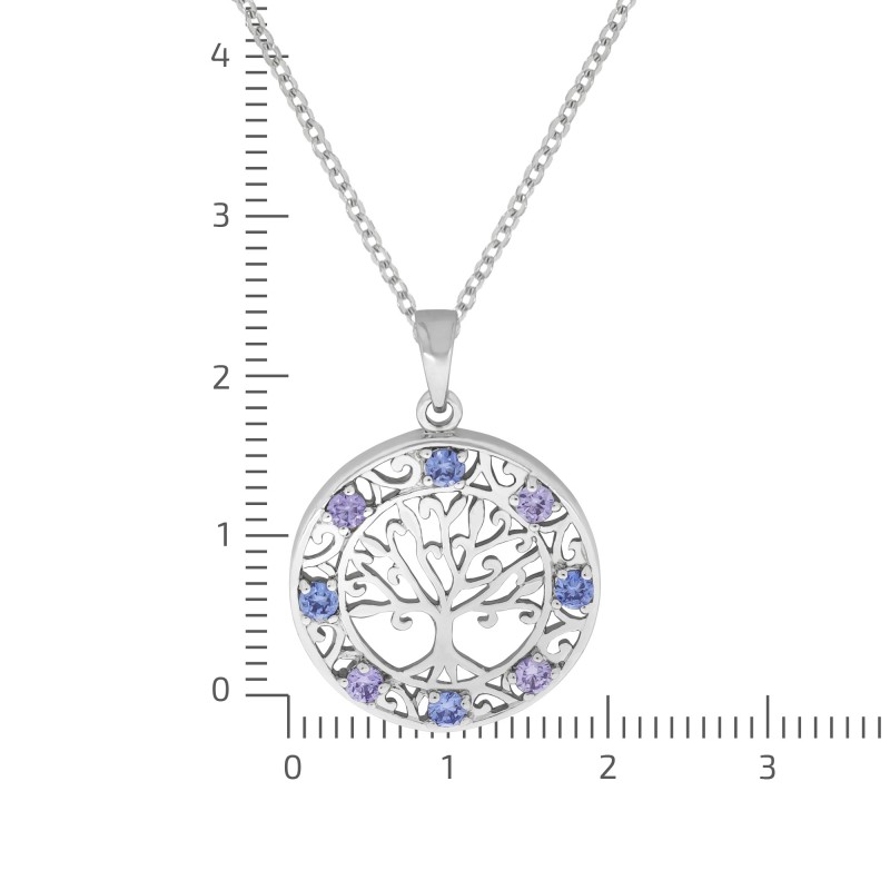 Anhänger mit blauen Zirkonia und Ankerkette 925 Silber 45 cm