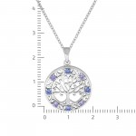 Anhänger mit blauen Zirkonia und Ankerkette 925 Silber 45 cm