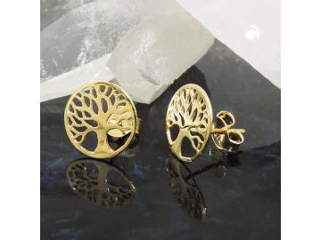 Lebensbaum Ohrstecker aus 375 Gold 10 mm