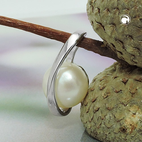 Anhänger mit Süsswasser-Zuchperle aus 925 Silber 15 x 8 mm