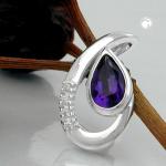 925 Silber Anhänger mit Amethyst 18 x 10 mm