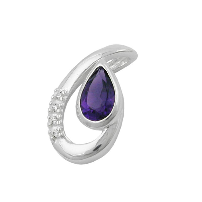 925 Silber Anhänger mit Amethyst 18 x 10 mm