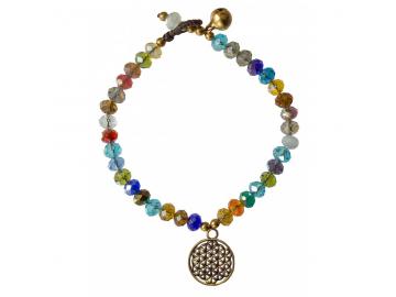 Armkettchen "Blume des Lebens" mit 33 Glasperlen, bunt 18cm