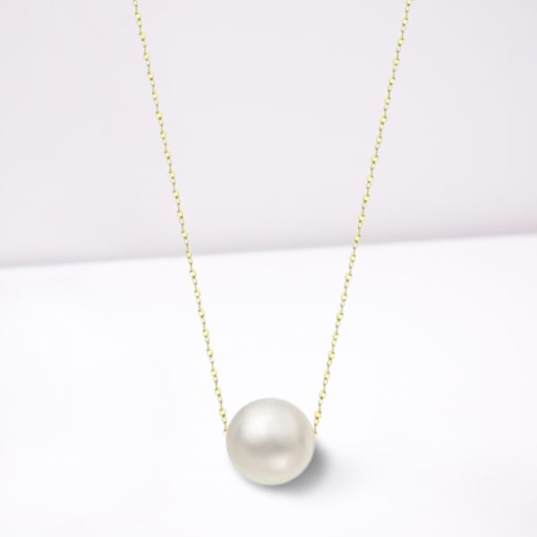 Auffallend schönes Collier 375 Gold mit Süsswasser Perle 45 cm