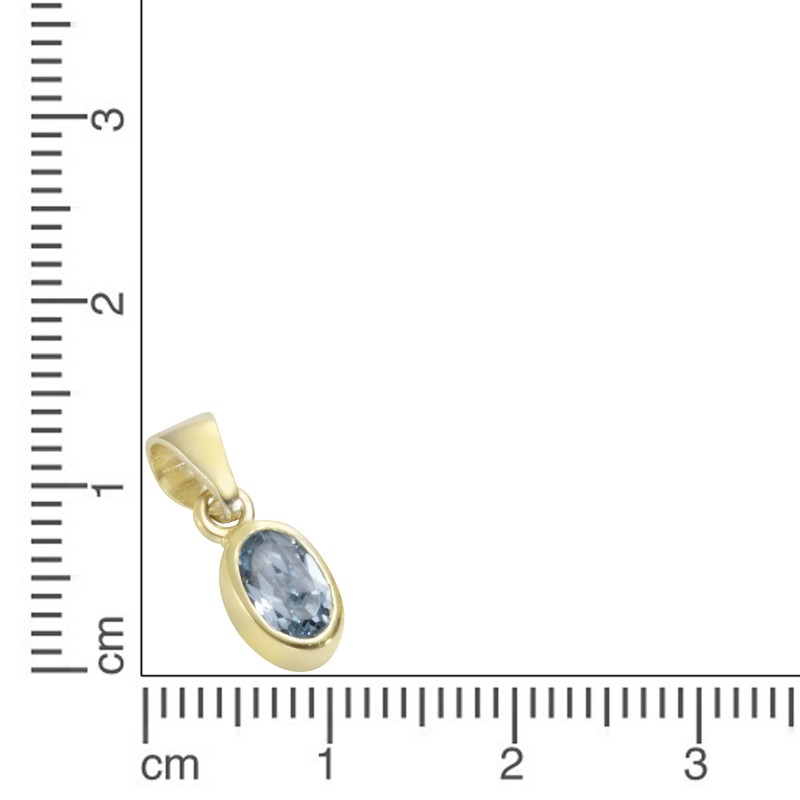 Blautopas Anhänger 1,3 cm länge 333 Gelbgold Fassung