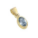 Blautopas Anhänger 1,3 cm länge 333 Gelbgold Fassung