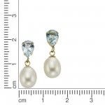 Blautopas Ohrhänger aus 333 Gold 1,8 cm mit Zuchtperlen