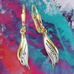 Ohrhänger 333 Gelbgold im edlen geschwungenen Design mit Zirkonias 3,2 cm