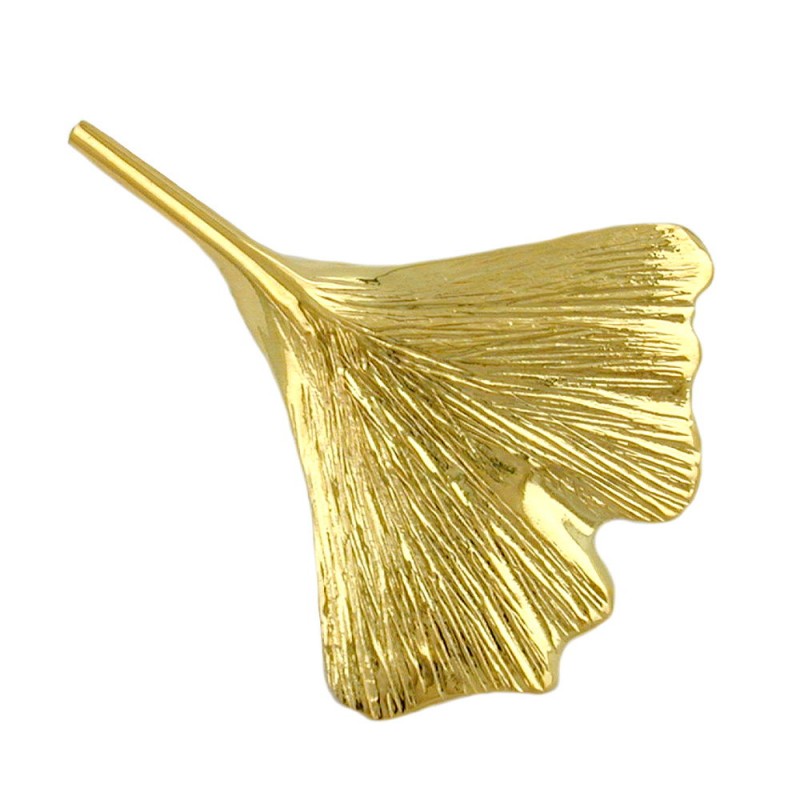 Brosche aus 375 Gold glänzende Oberfläche Ginkoblatt