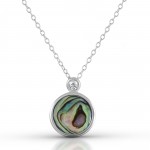 Collier aus 925 Silber 45 cm mit einer Abalone Muschel und einem Zirkonia