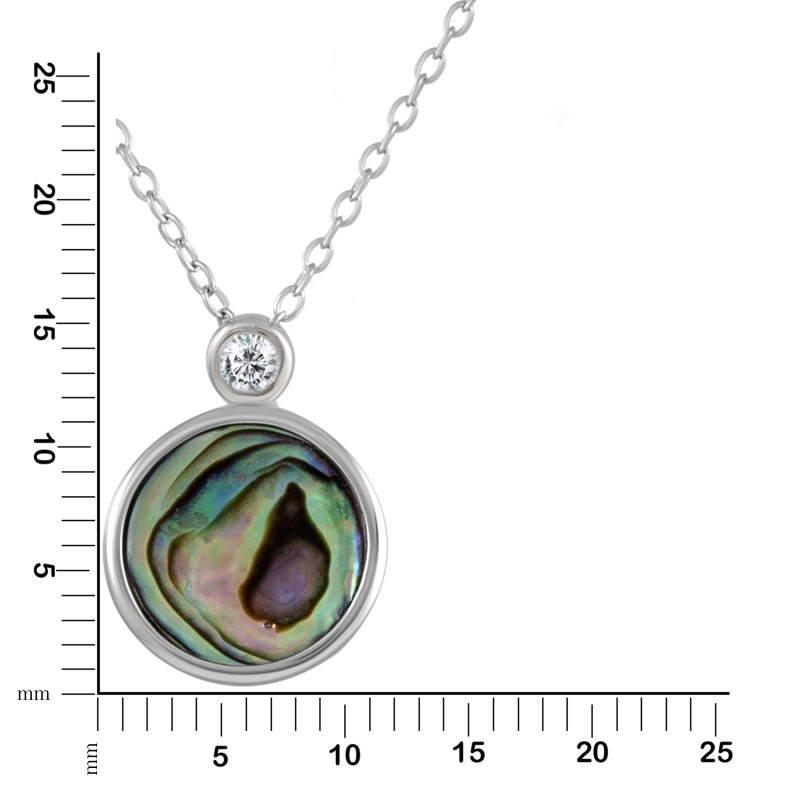 Collier aus 925 Silber 45 cm mit einer Abalone Muschel und einem Zirkonia