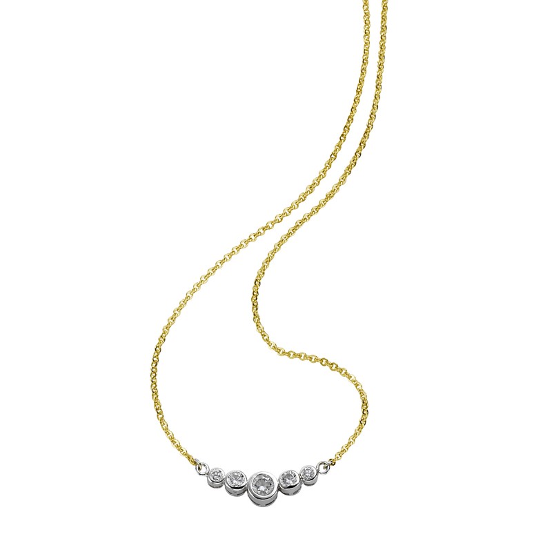 Elegantes Collier aus 333 Gold 45 cm mit 5 weißen Zirkonia Fascination by Ellen K.
