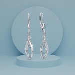 Edle 925 Silber Ohrhänger mit 17 weißen Zirkonia Steinen 3,8 cm länge
