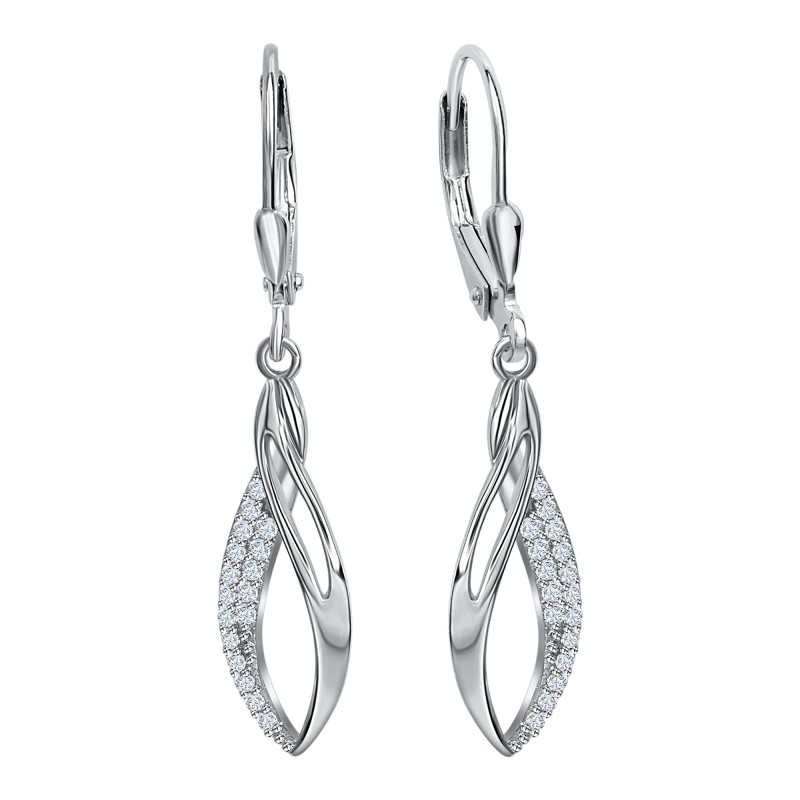 Edle 925 Silber Ohrhänger mit 17 weißen Zirkonia Steinen 3,8 cm länge