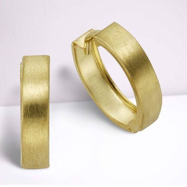 Creolen 333 Gold mit Klappverschluss seidenmatte Oberfläche 13 mm