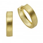Creolen 333 Gold mit Klappverschluss seidenmatte Oberfläche 13 mm