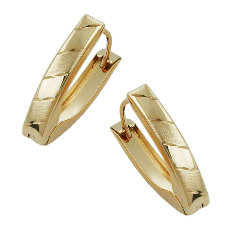 Creolen 375 Gold mit V-Form spitz zulaufend 19 x 4 mm