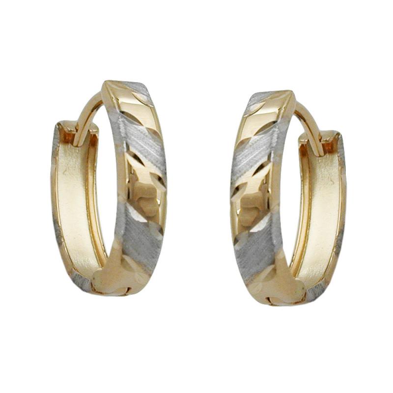 Gold Creolen 375 Gelbgold 9 Karat bicolor diamantiert