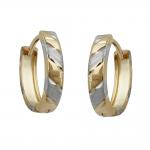Gold Creolen 375 Gelbgold 9 Karat bicolor diamantiert