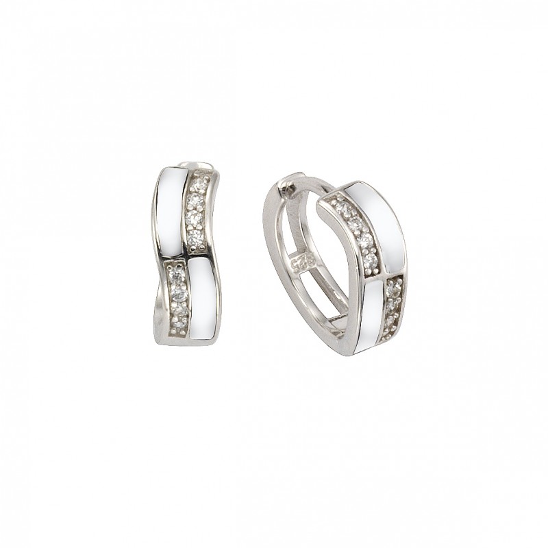 Creolen mit Klappscharnier aus 925 Silber 1,3 cm mit Zirkonia