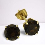 Wunderschöne Ohrstecker aus 585 Gelbgold mit einem Rauchquarz