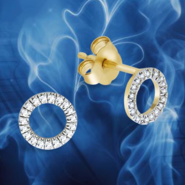 Diamant Ohrstecker in Ringform aus 375 Gelbgold Vivance