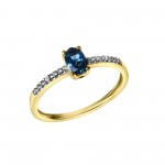 Diamanten Ring aus 585 Gelbgold mit echtem blauen Topas