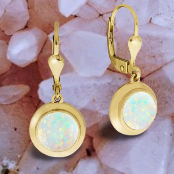Edle 375 Gold Ohrhänger mit hochwertigen Opalith Edelsteinen
