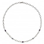 Ein schönes Collier aus 375 Weißgold 43 cm Blautopas/Amethyst