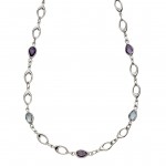Ein schönes Collier aus 375 Weißgold 43 cm Blautopas/Amethyst