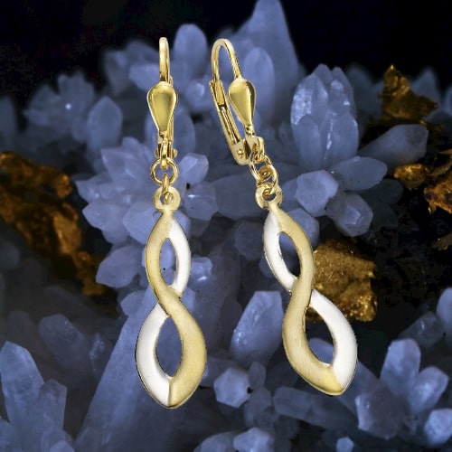 Elegante 333 Gold Ohrhänger 4,1 cm im trendigen bicolor Design
