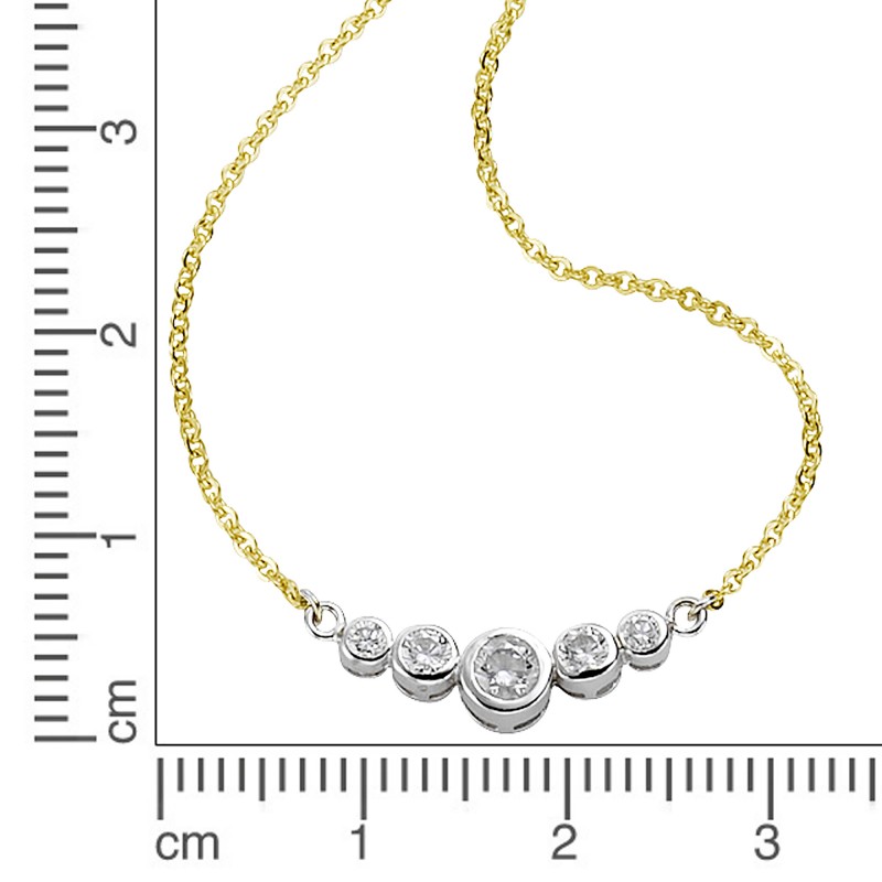 Elegantes Collier aus 333 Gold 45 cm mit 5 weißen Zirkonia Fascination by Ellen K.