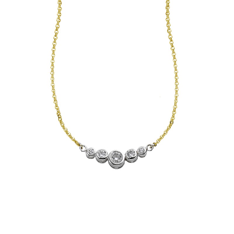 Elegantes Collier aus 333 Gold 45 cm mit 5 weißen Zirkonia Fascination by Ellen K.