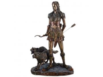 Figur der Nordischen Jagdgöttin Skadi aus Polyresin bronziert