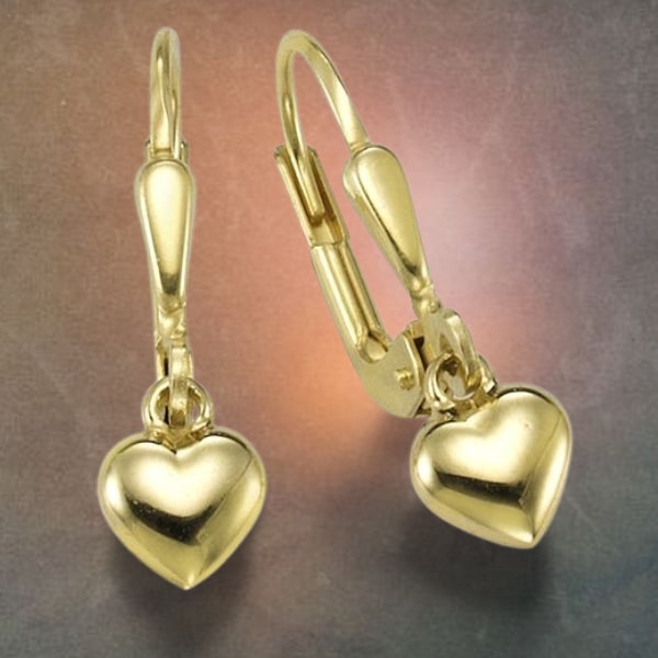 Herzen Ohrhänger 333 Gelbgold 8 Karat 2 cm