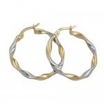 Geschwungene Creolen bicolor diamatiert aus 375 Gelbgold 26*3mm