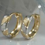 375 Gold Creole 9 Karat diamantiert bicolor