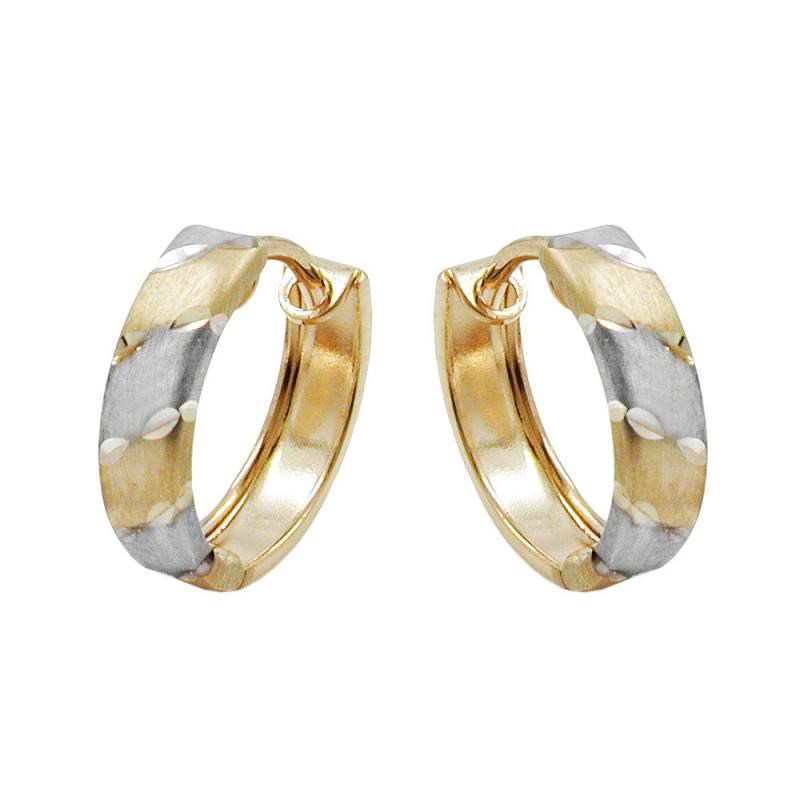 375 Gold Creole 9 Karat diamantiert bicolor