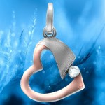Herz Anhänger 925 Silber rotvergoldet mit Zirkonia Stein